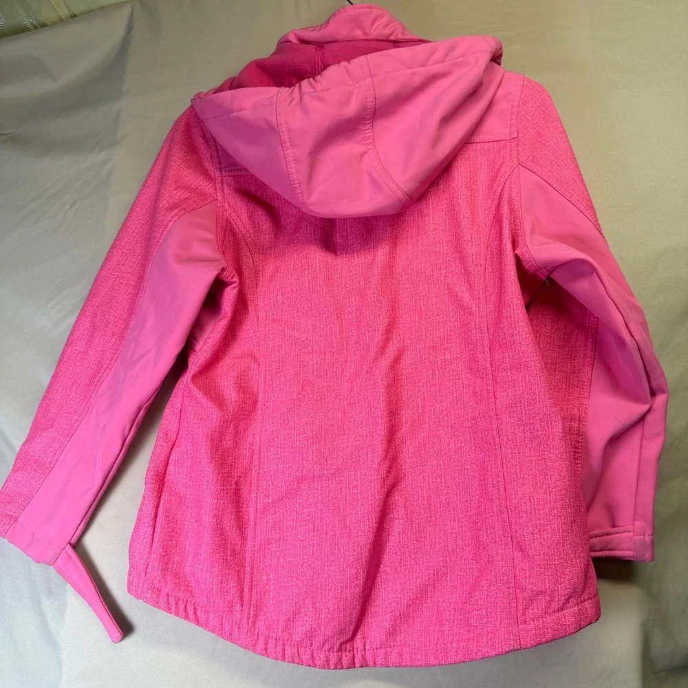 Reebok Girls Pink Hooded Softshell Jacket Full Zip Coat Size Large 14